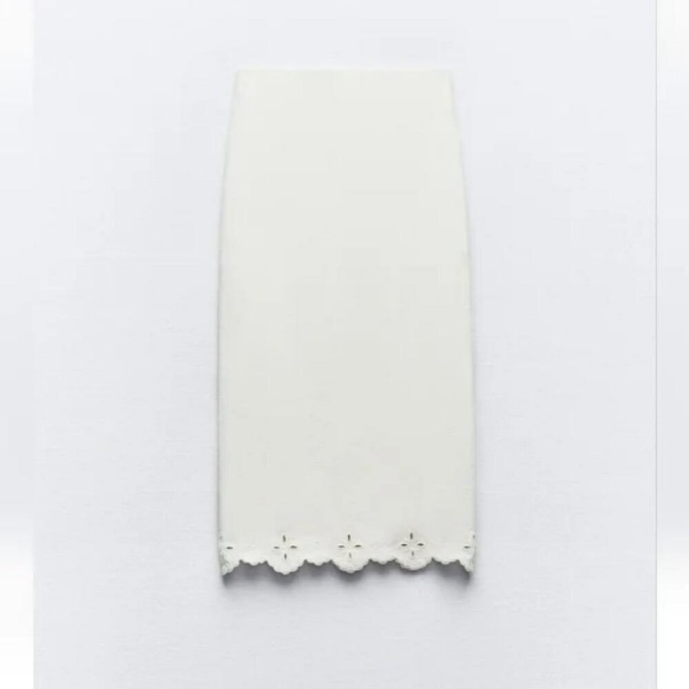 ZARA EMBROIDERED STRETCH KNIT SKIRT - Picture 4 of 5